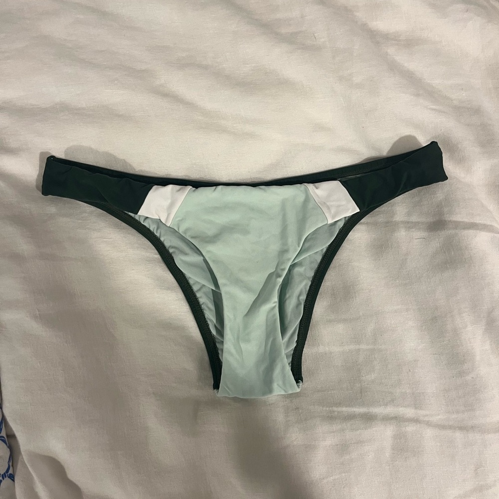 PilyQ Light Blue and Dark Green Colorblock swim bottoms - never worn